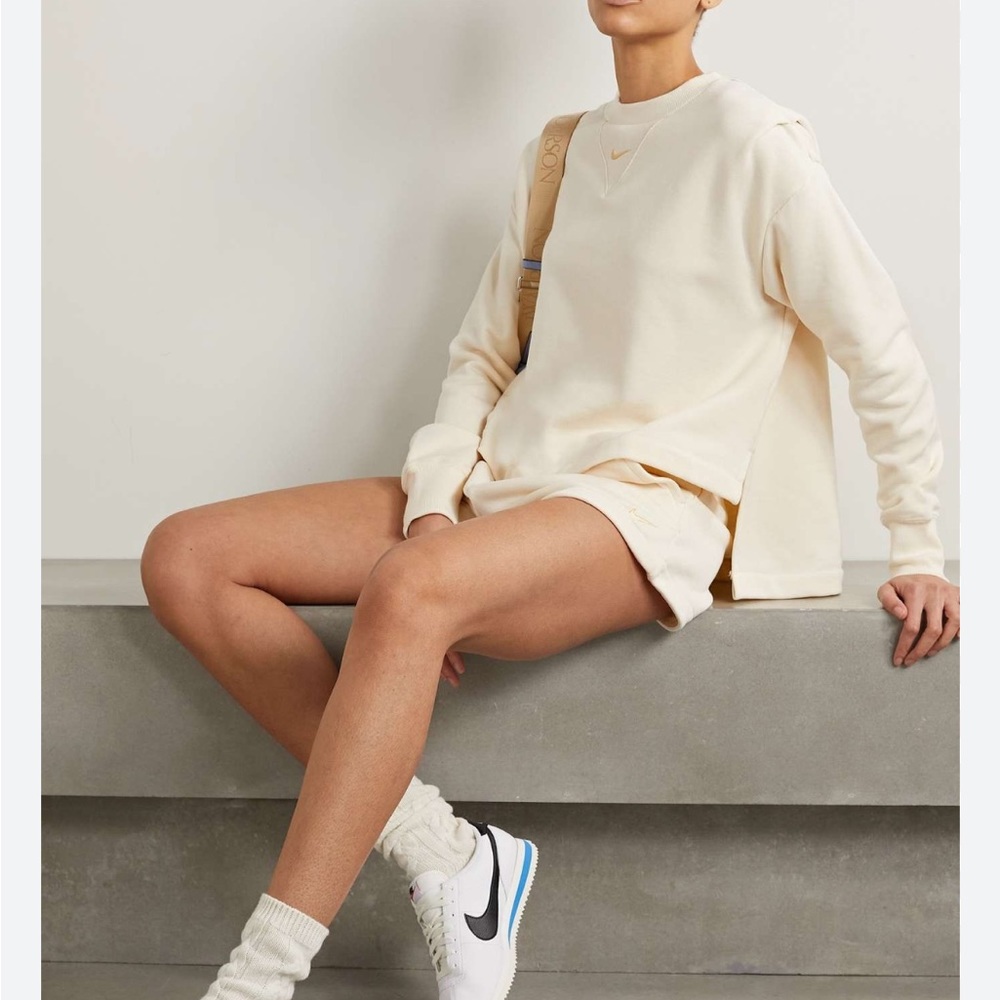 nike essentials embroidered cotton-jersey sweatshirt